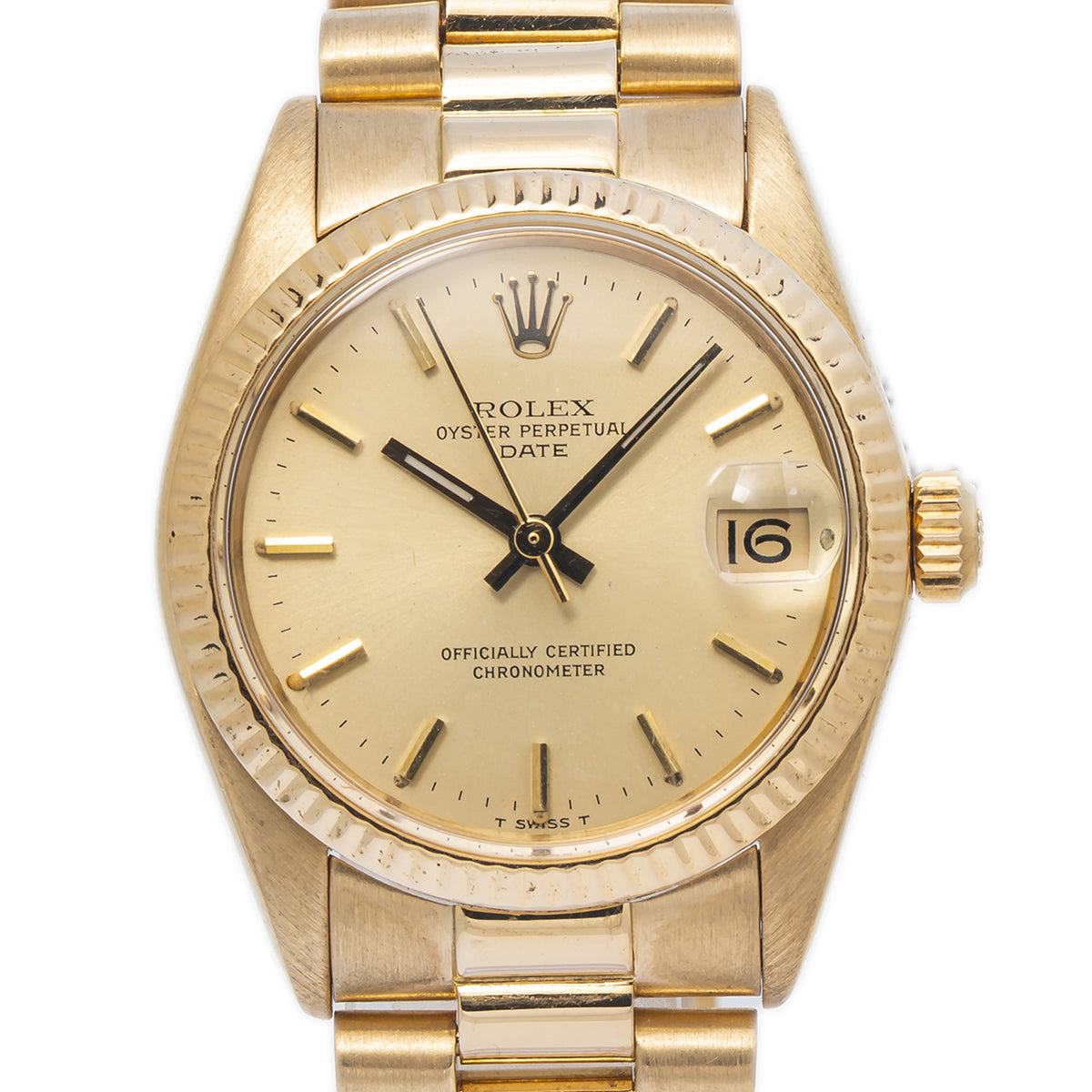 Rolex Datejust 6827 18k Yellow Gold President Champagne Dial Auto Watch 31mm