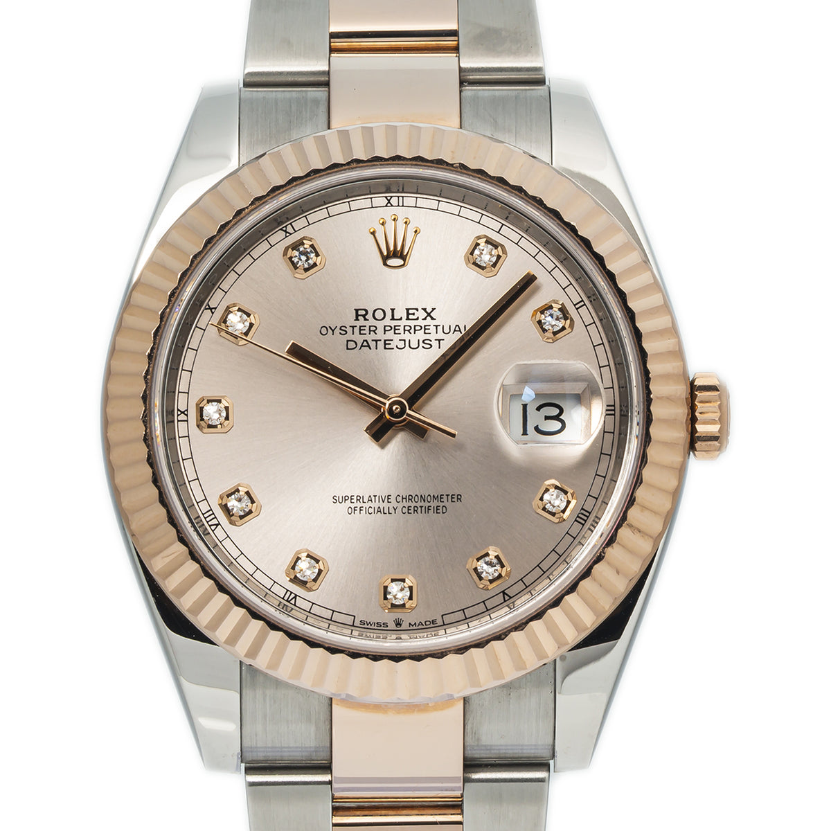 Rolex Datejust 126331 18k Rose Oyster Sundust Diamond Dial Watch 41mm 2020 Card