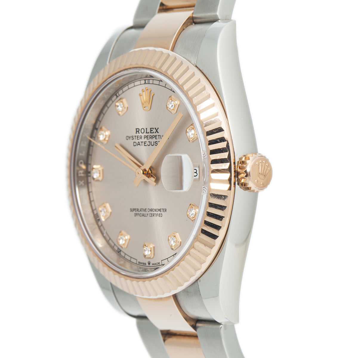 Rolex Datejust 126331 18k Rose Oyster Sundust Diamond Dial Watch 41mm 2020 Card