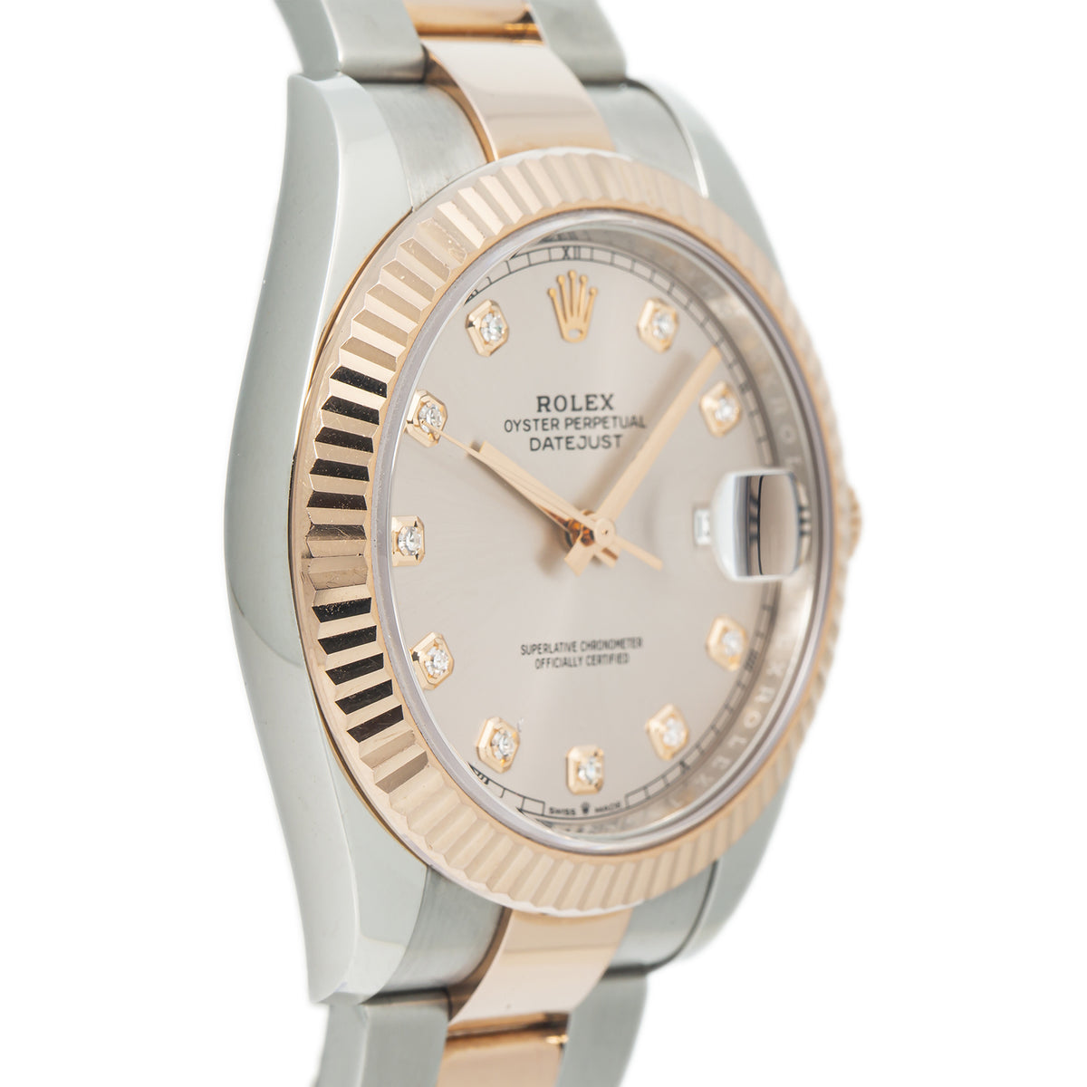 Rolex Datejust 126331 18k Rose Oyster Sundust Diamond Dial Watch 41mm 2020 Card