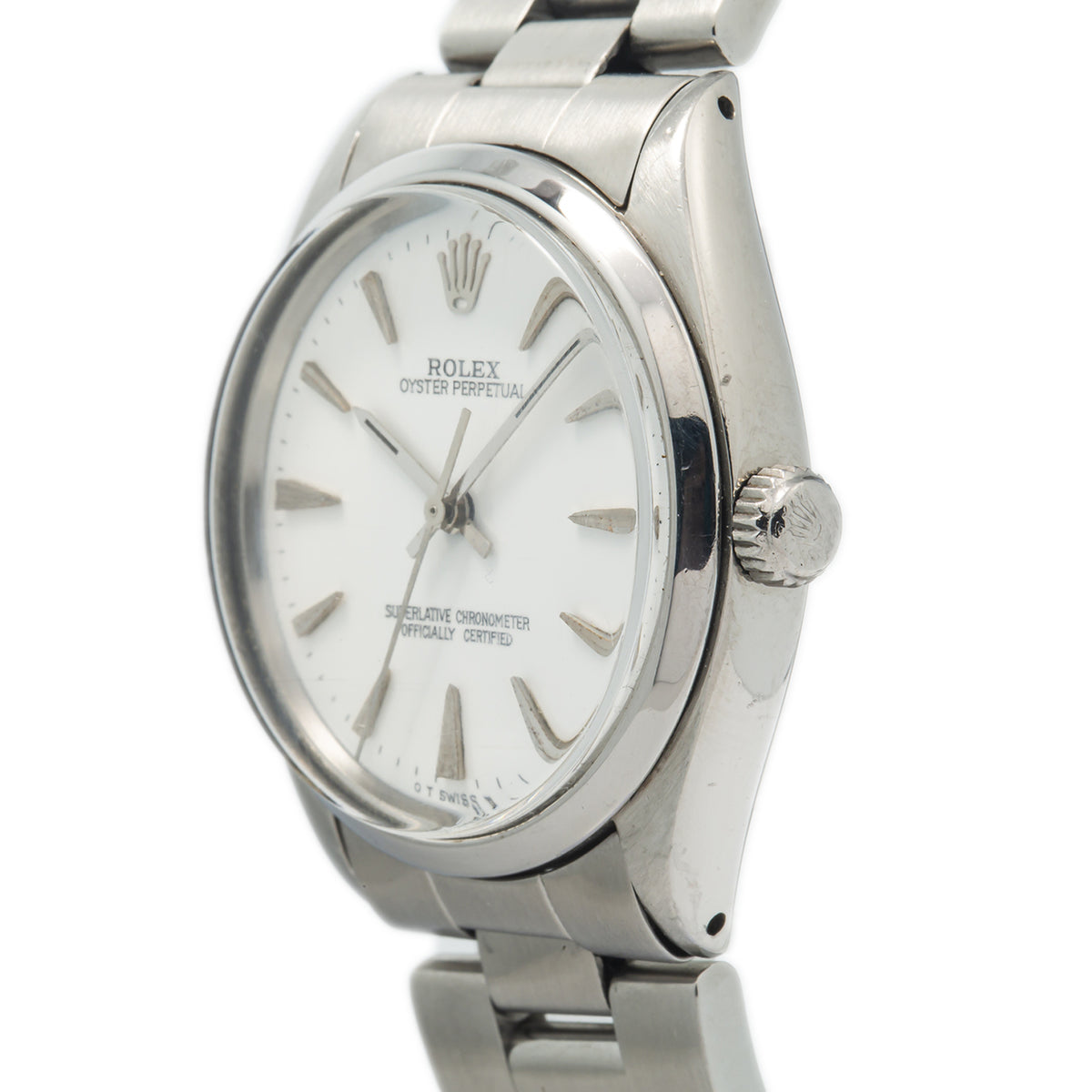 Rolex Oyster Perpetual 5500 Stainless Oyster Matte White Sigma Dial Watch 34mm