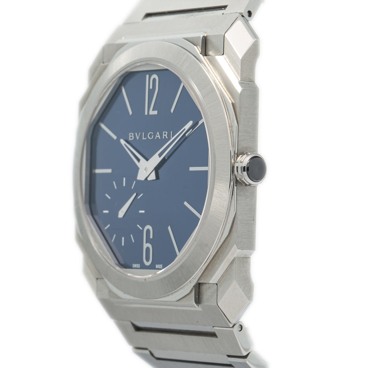 Bvlgari Octo Finissimo 10341 NEW Extra Thin Steel Blue Dial Watch 40mm Box&Paper