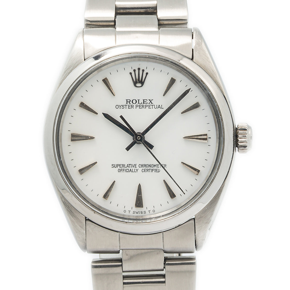 Rolex Oyster Perpetual 5500 Stainless Oyster Matte White Sigma Dial Watch 34mm
