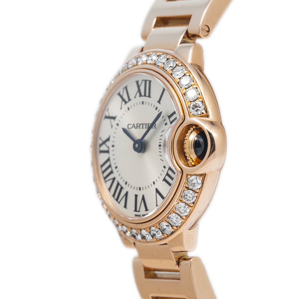 Cartier Ballon Bleu WJBB0015 3007 18k Rose Gold Diamonds Quartz Ladie Watch 28mm