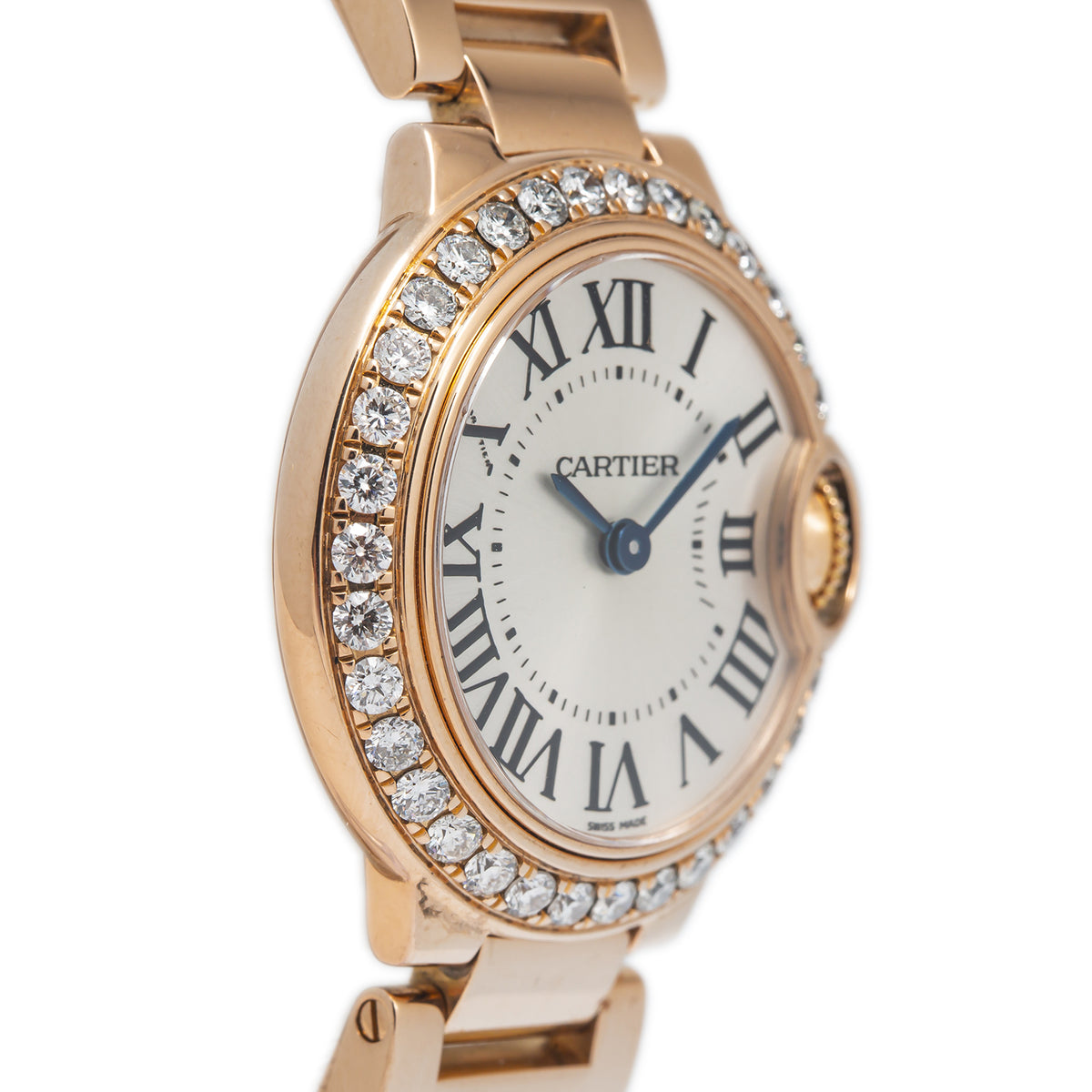 Cartier Ballon Bleu WJBB0015 3007 18k Rose Gold Diamonds Quartz Ladie Watch 28mm