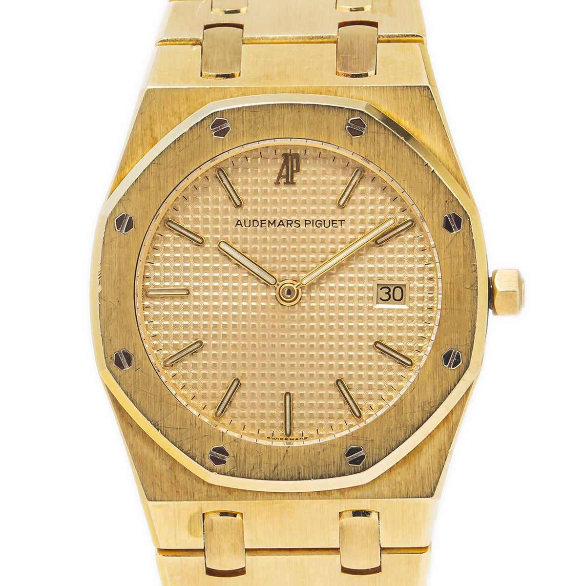 Audemars Piguet Royal Oak 56175BA Unpolished 18k YellowGold Champagne Watch 33mm