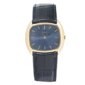 Piaget Vintage 9582 1970s 18k Yellow Gold Blue Satin Dial Manual Watch 32x29mm