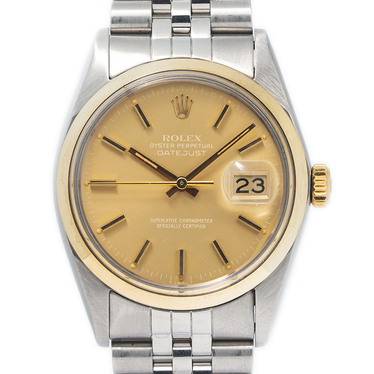 Rolex Datejust 16003 Steel Jubilee 18k Gold Bezel Tropical Dial Men's Watch 36mm