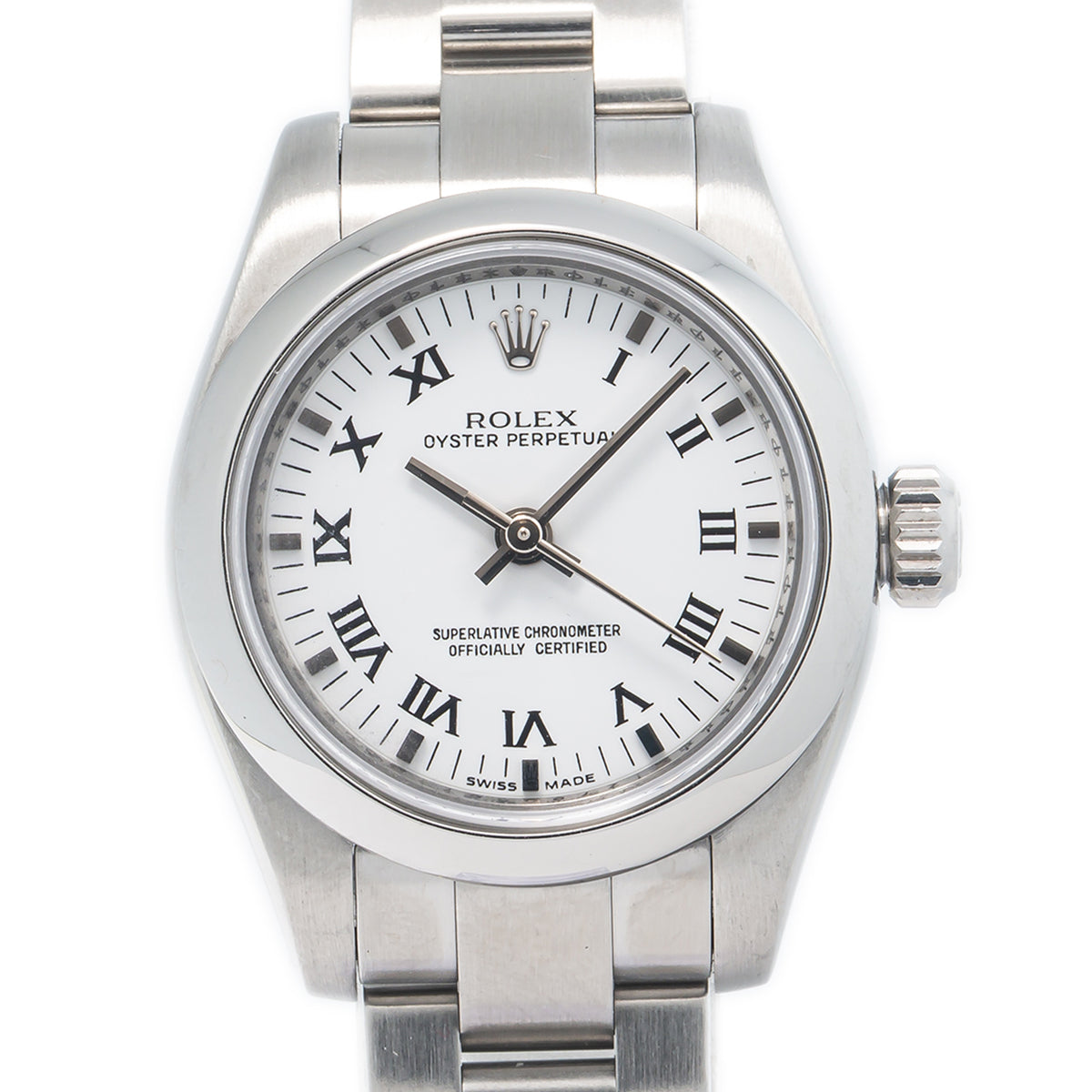 Rolex Oyster Perpetual 176200 Stainless Steel Oyster Roman White Dial Watch 26mm