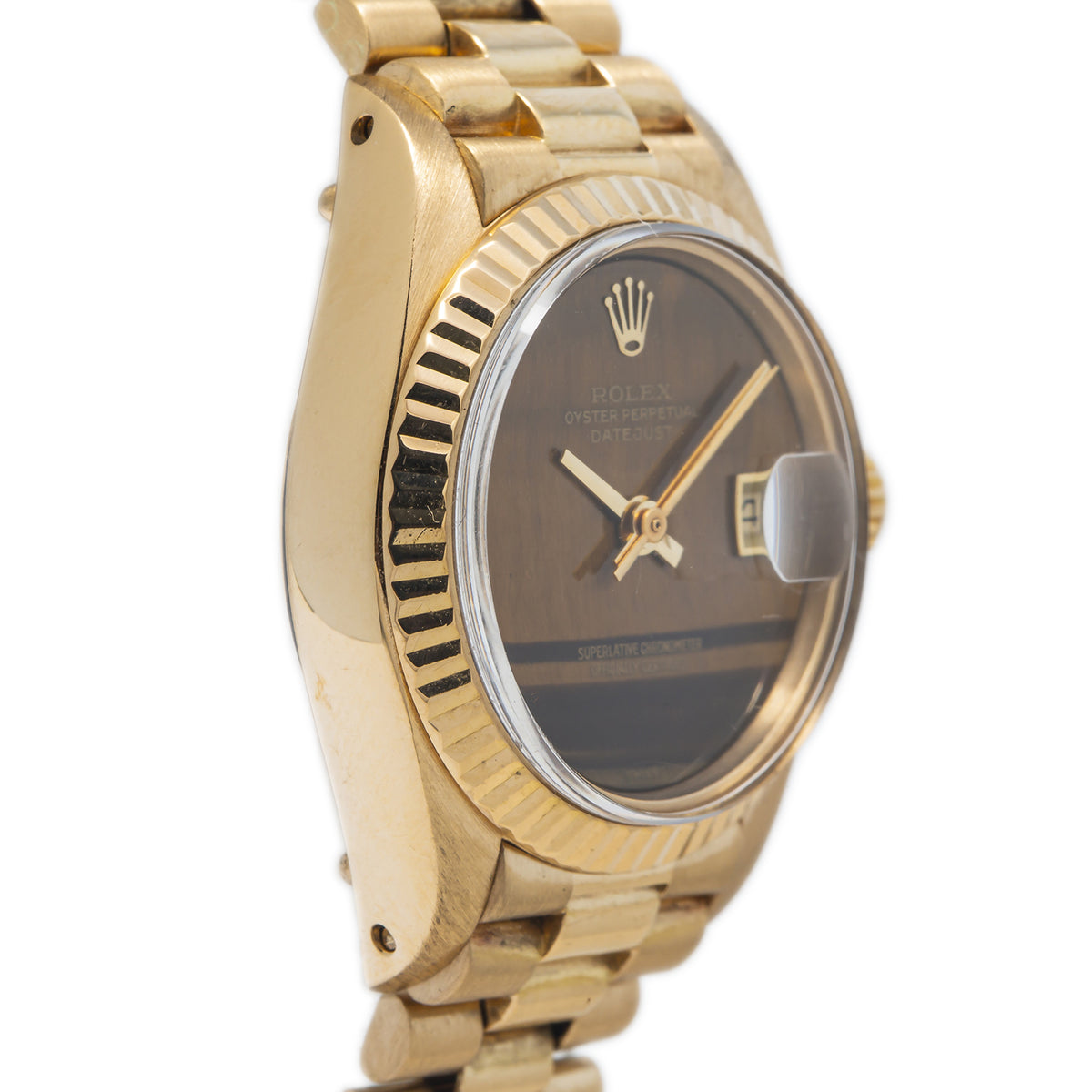 Rolex Datejust 6917 18k Yellow Gold President Tiger Eye Dial Ladies Watch 26mm