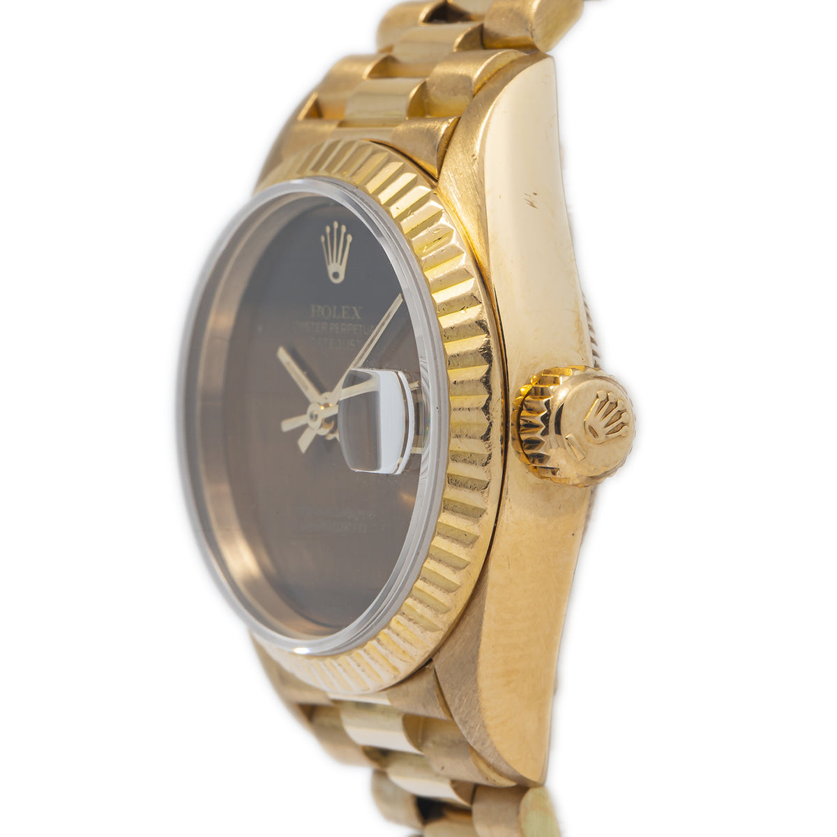 Rolex Datejust 69178 18k Yellow Gold President Tiger Eye Dial Ladies Watch 26mm