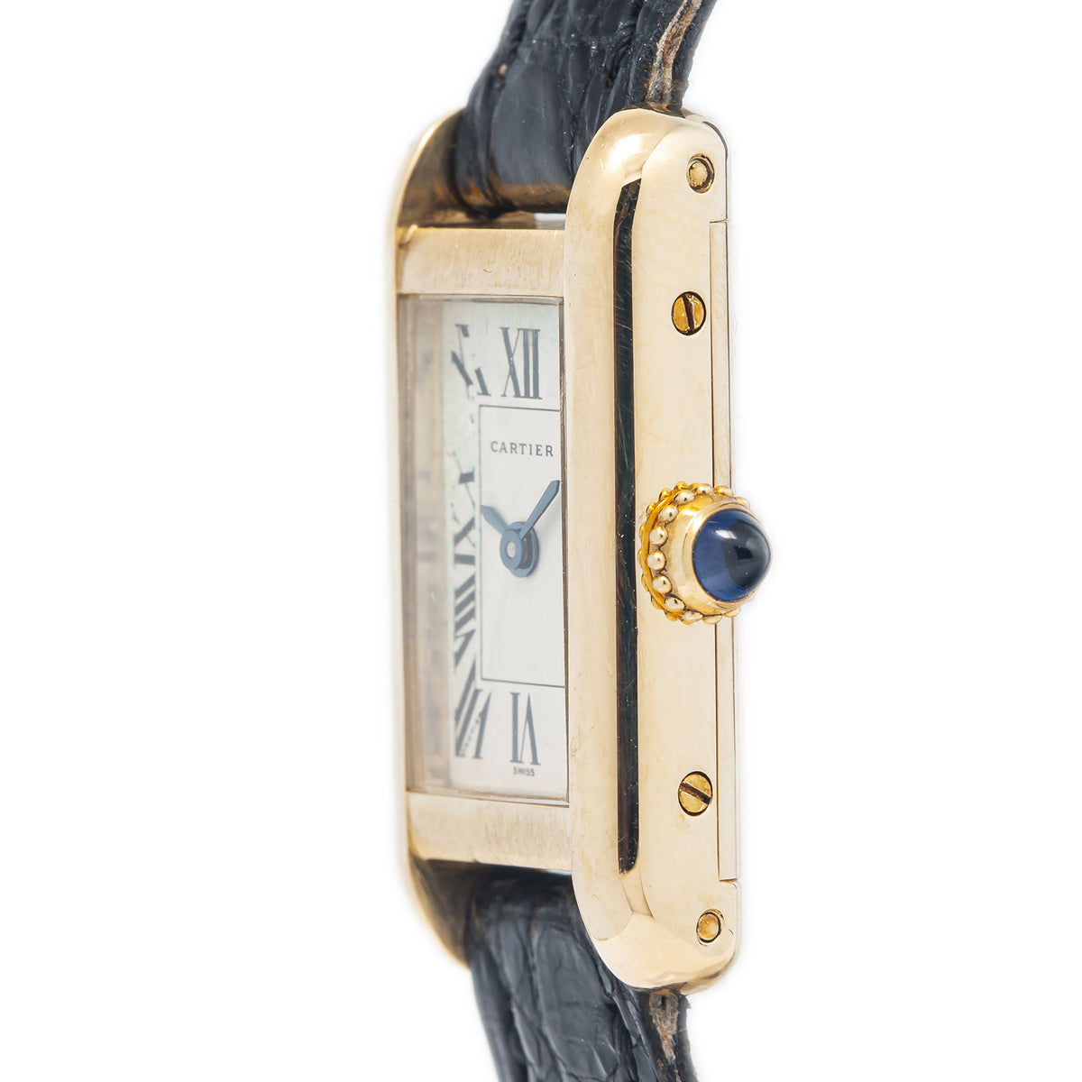 Cartier Tank Americaine Mini 1380 18k YellowGold Roman Dial Quartz Watch 14x28mm