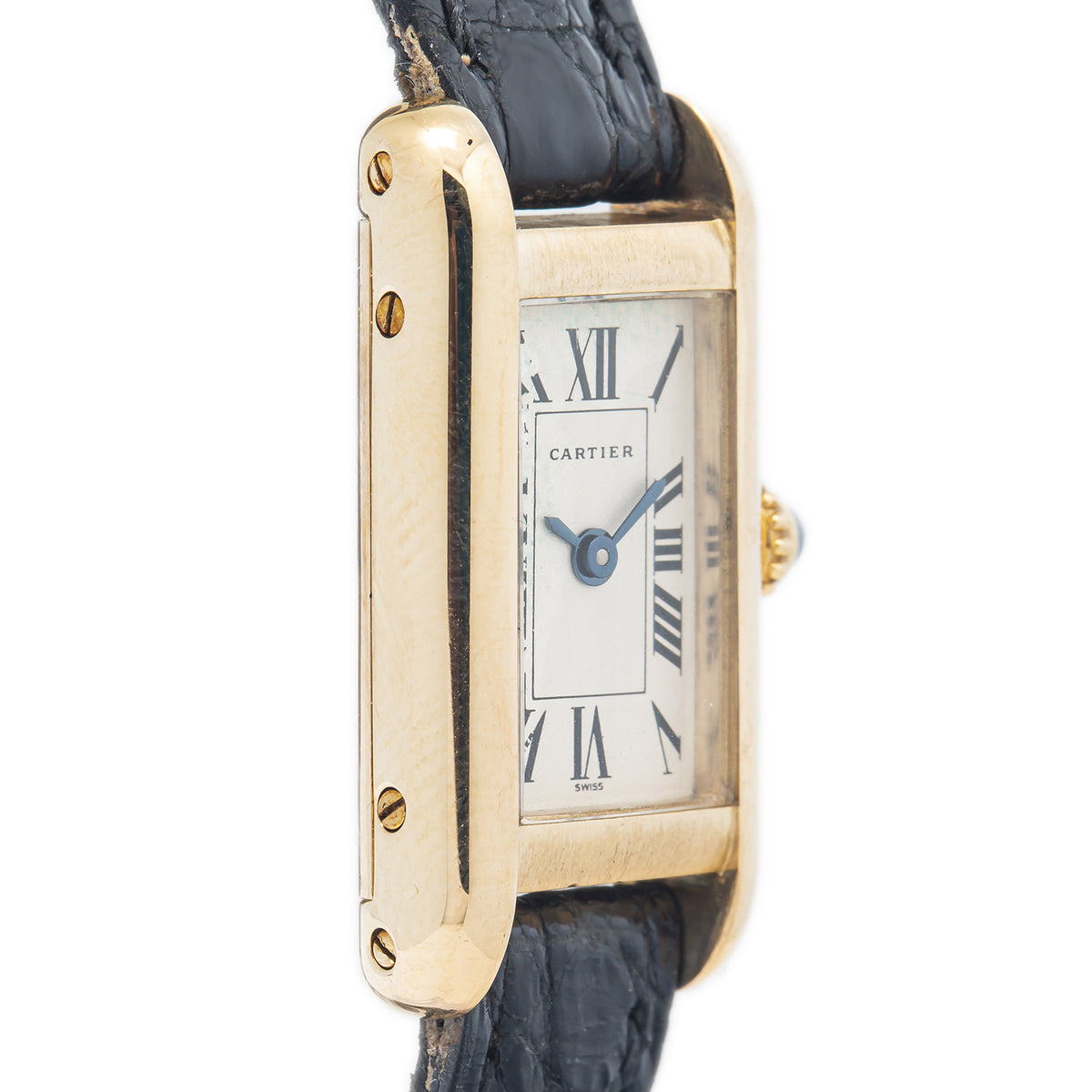 Cartier Tank Americaine Mini 1380 18k YellowGold Roman Dial Quartz Watch 14x28mm