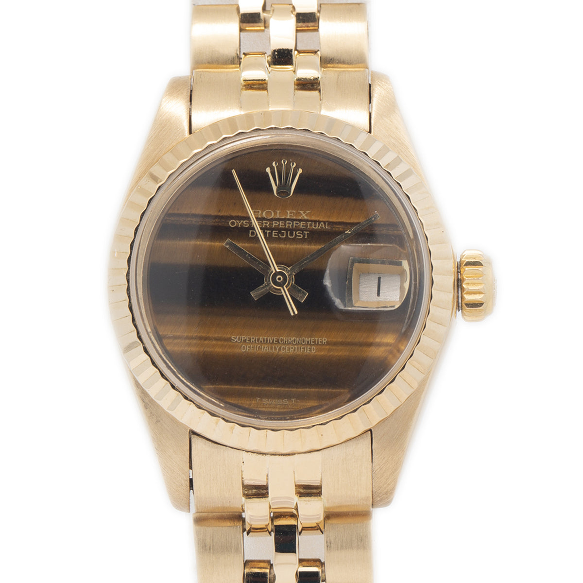 Rolex Datejust 6917 18k Yellow Jubilee Original Tiger Eye Dial Ladies Watch 26mm