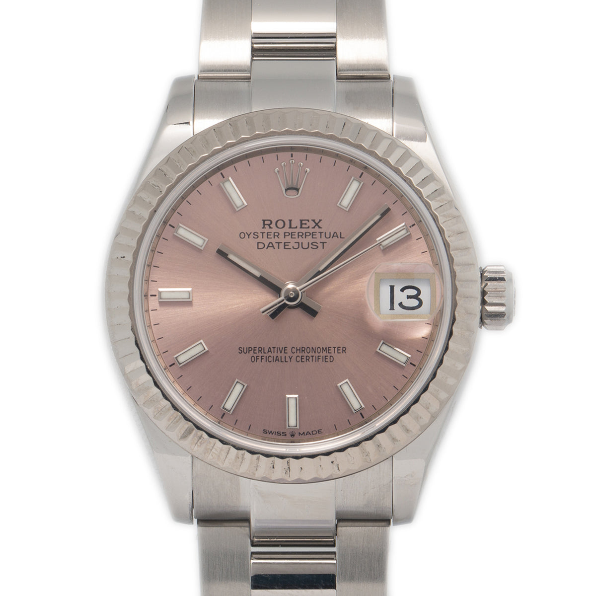 Rolex Datejust 278274 Box&Paper 2021 White Gold Steel Pink Index Dial Watch 31mm