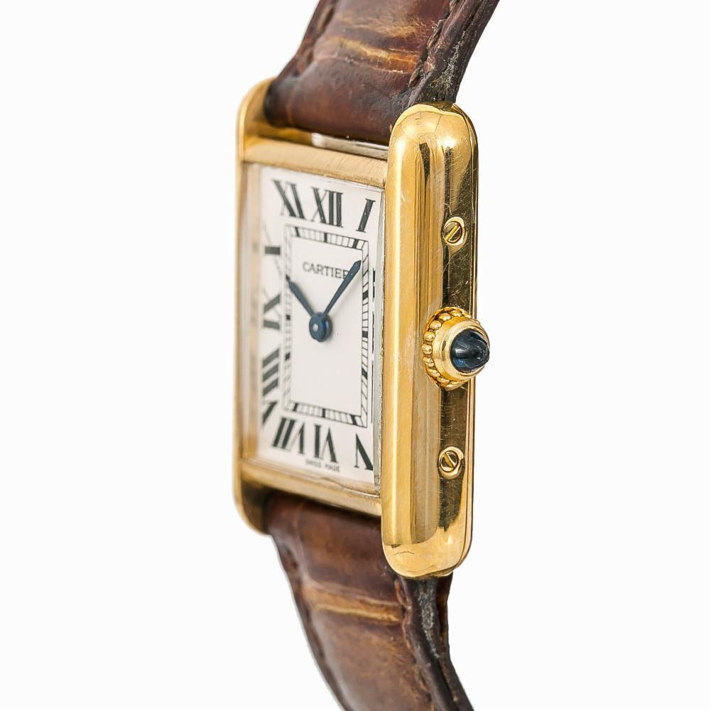 Cartier Tank Louis 2442 W1529856 18K YG Cream Dial Quartz Ladies Watch 22mm