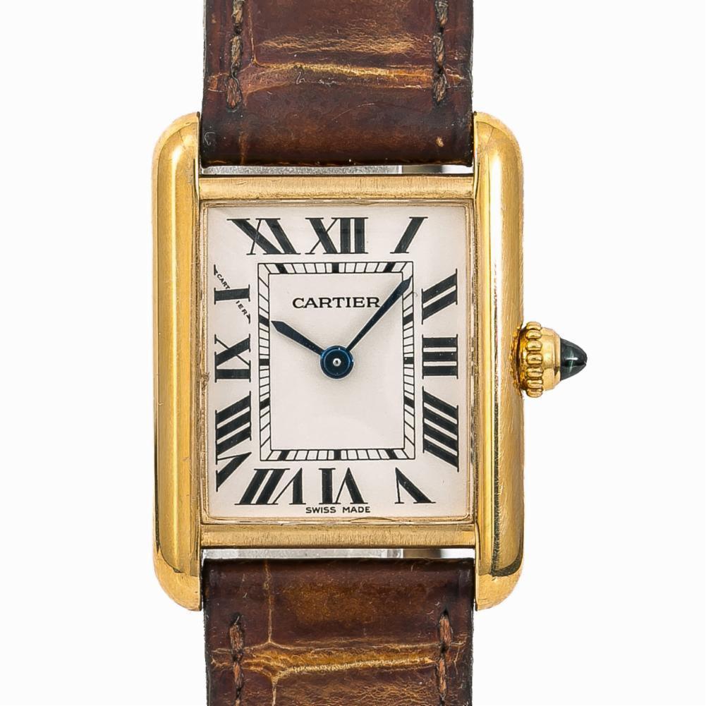 Cartier Tank Louis 2442 W1529856 18K YG Cream Dial Quartz Ladies Watch 22mm