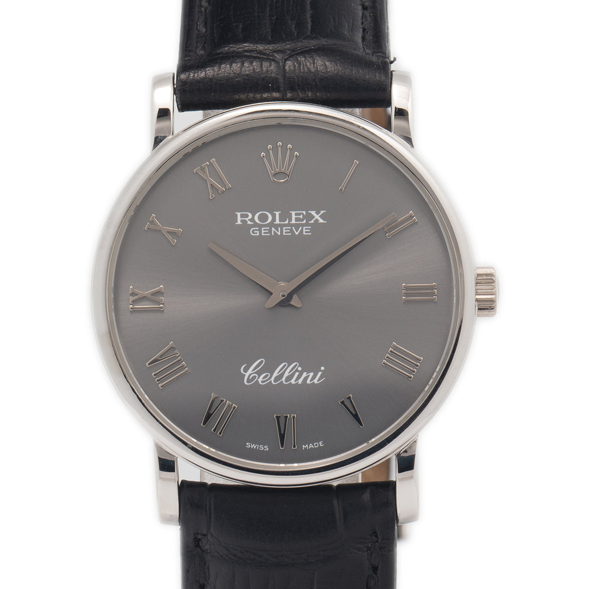 Rolex Cellini 5115 MINT 18k White Gold Roman Slate Dial Manual Watch 32mm