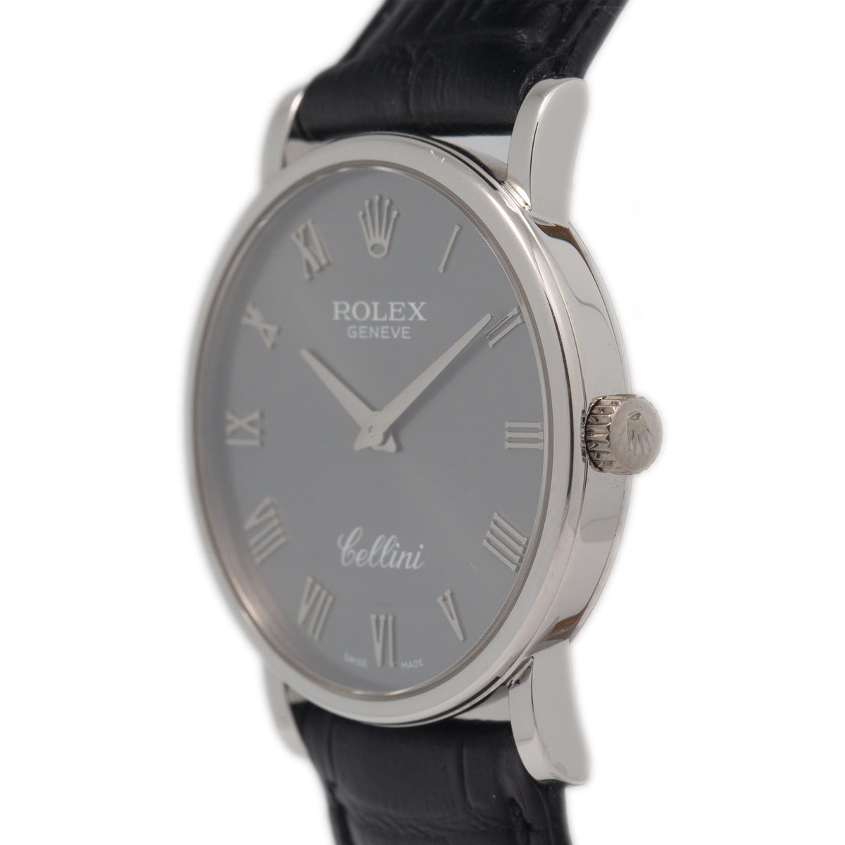 Rolex Cellini 5115 MINT 18k White Gold Roman Slate Dial Manual Watch 32mm