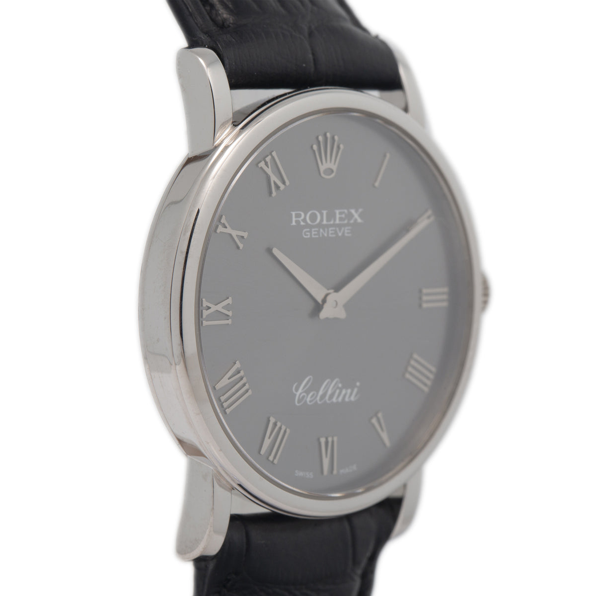 Rolex Cellini 5115 MINT 18k White Gold Roman Slate Dial Manual Watch 32mm