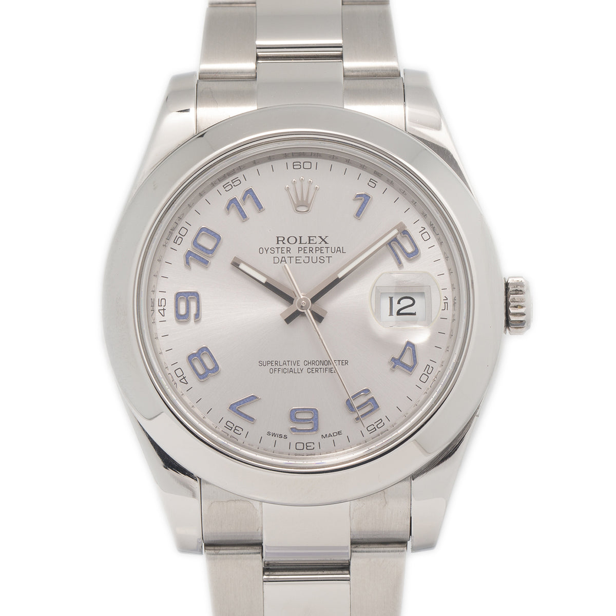 Rolex Datejust 116300 Stainless Steel Oyster Rhodium Arabic Dial Men Watch 41mm