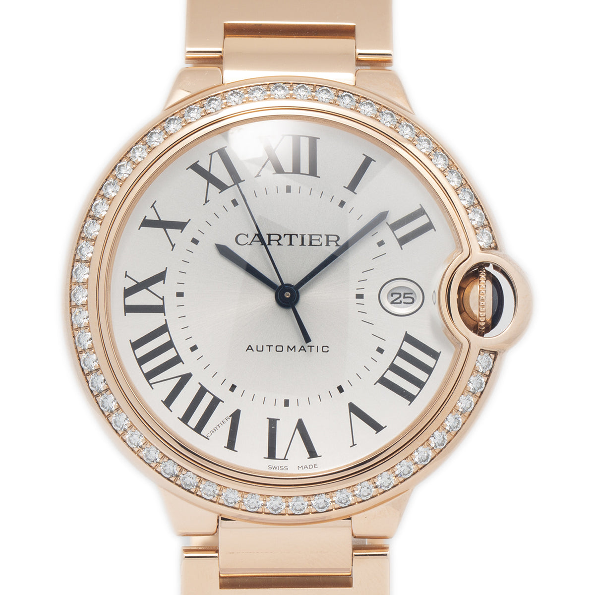 Cartier Ballon Bleu 3941 WJBB0057 18k RG Auto Factory Diamond Men's Watch 42mm