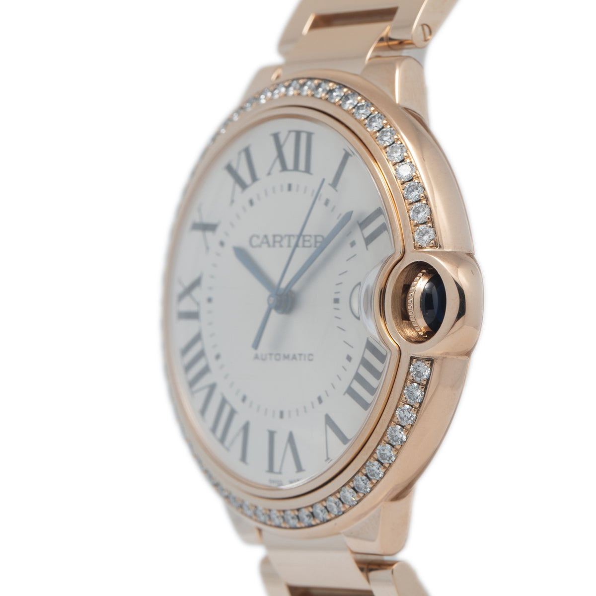 Cartier Ballon Bleu 3941 WJBB0057 18k RG Auto Factory Diamond Men's Watch 42mm
