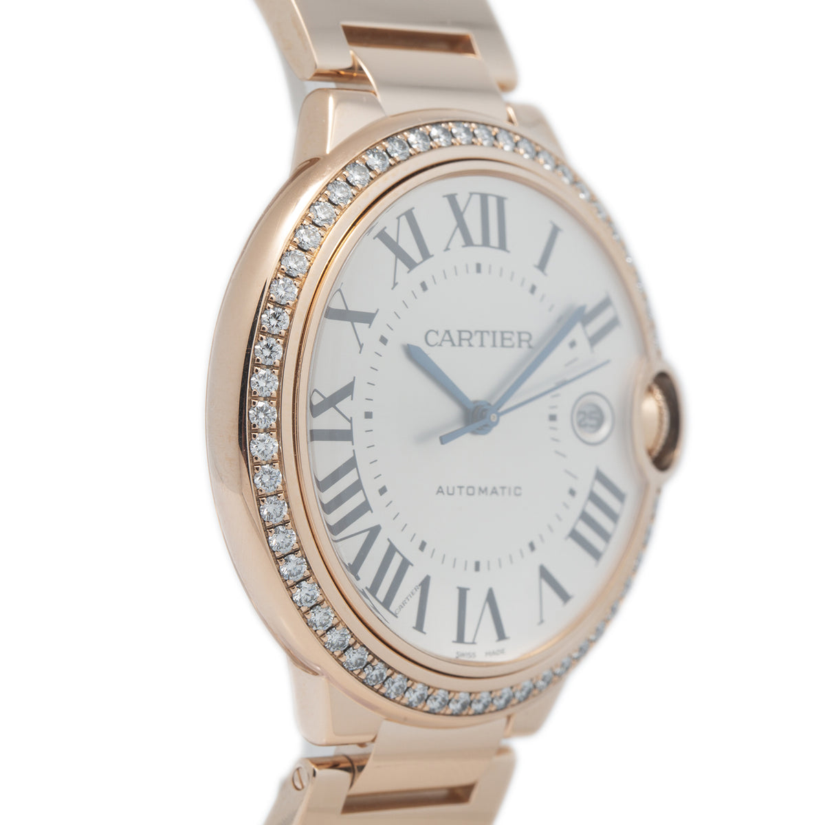 Cartier Ballon Bleu 3941 WJBB0057 18k RG Auto Factory Diamond Men's Watch 42mm
