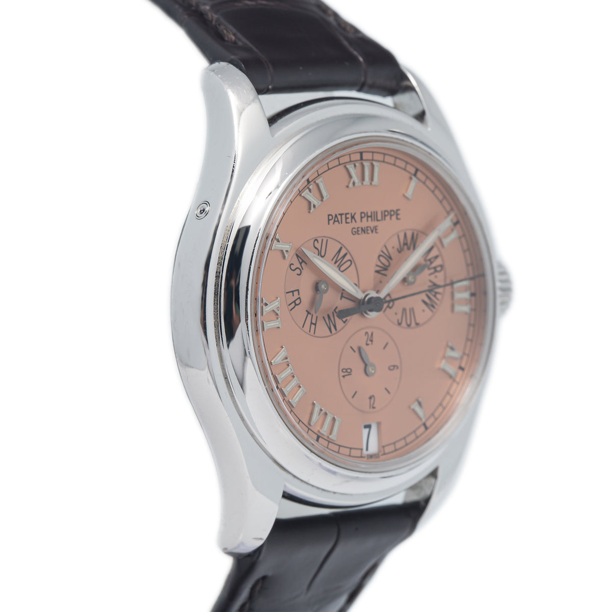 Patek Philippe Annual Calendar 5035 w/ Archive 18k White Gold Salmon Watch 37mm