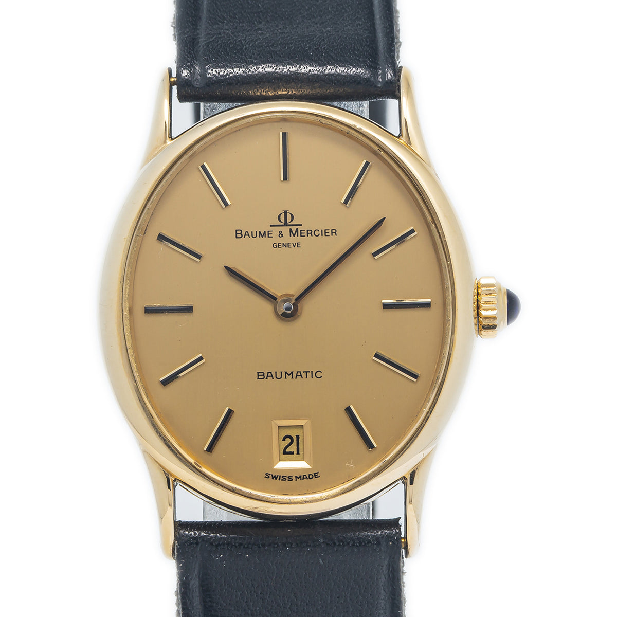 Baume & Mercier Ellipse 37066 18k Yellow Gold Champagne Dial Auto Watch 30x33mm