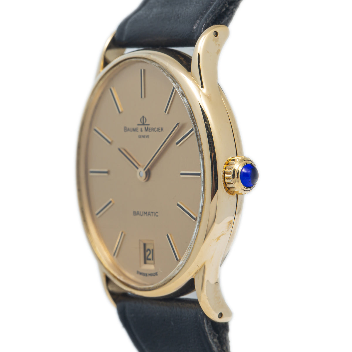 Baume & Mercier Ellipse 37066 18k Yellow Gold Champagne Dial Auto Watch 30x33mm