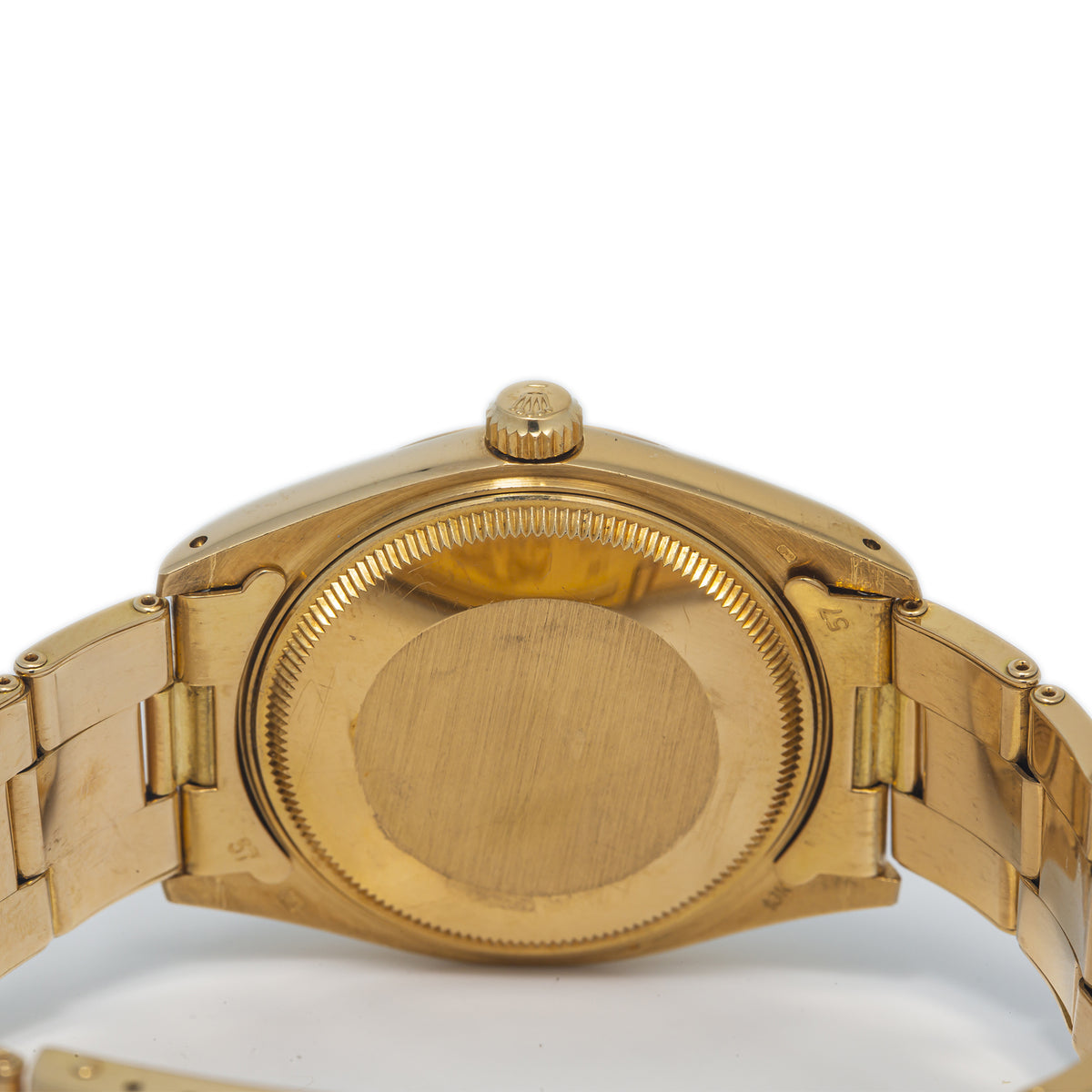 Rolex Date 1500 Unpolished 18k YG Oyster Stella Green Dial Auto Men's Watch 34mm