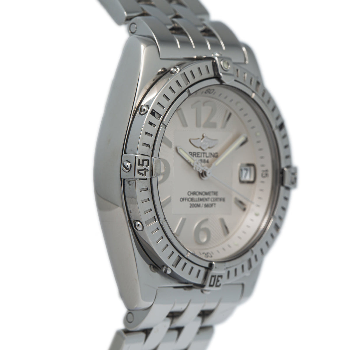Breitling Chronometre A77346 Stainless Steel Automatic White Dial Watch 34mm