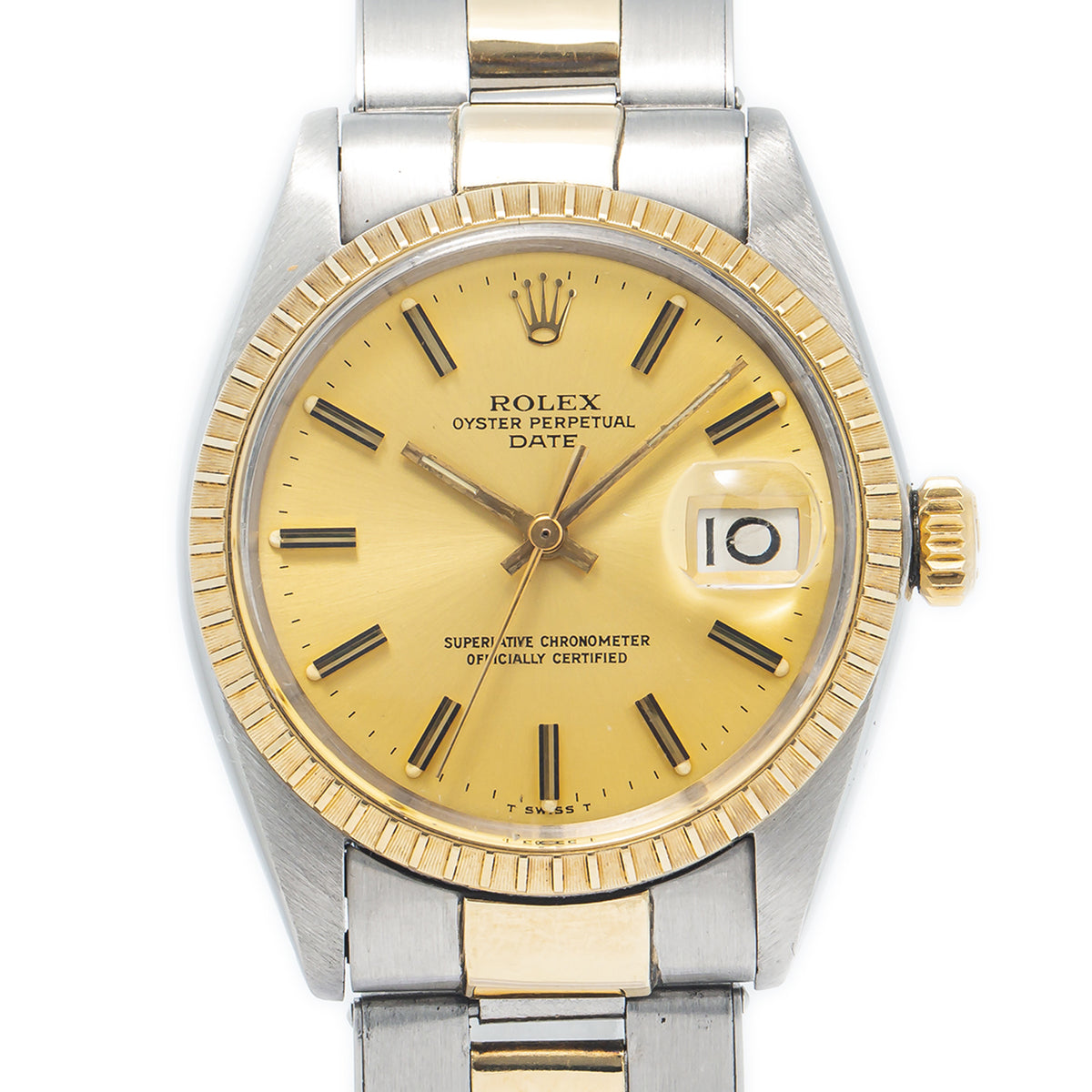 Rolex 1501 Oyster Perpetual Date Automatic 18k Yellow Two Tone Watch 34mm