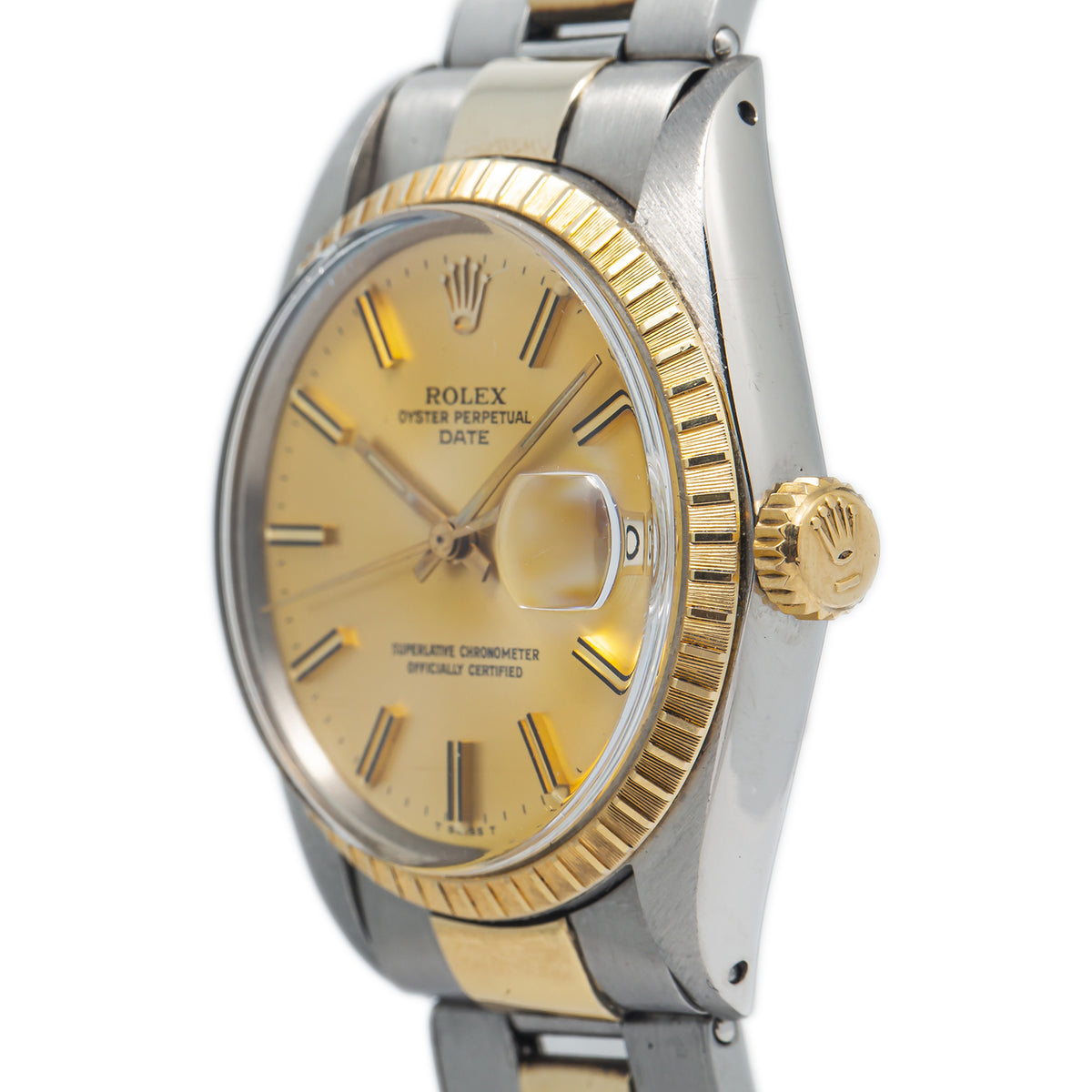 Rolex 1501 Oyster Perpetual Date Automatic 18k Yellow Two Tone Watch 34mm