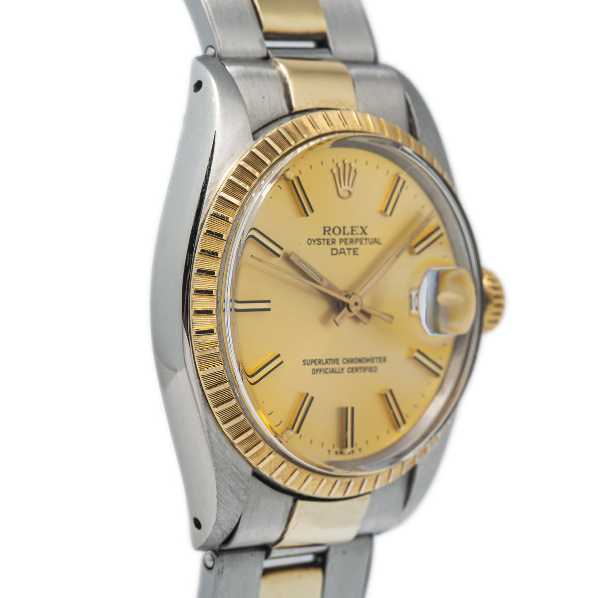 Rolex 1501 Oyster Perpetual Date Automatic 18k Yellow Two Tone Watch 34mm