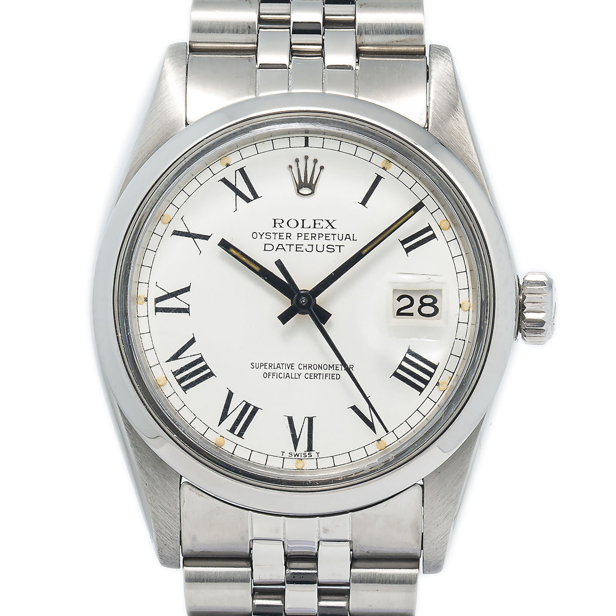 Rolex Datejust 16000 Men's Watch Stainless Jubilee White Roman Buckley Dial 36mm