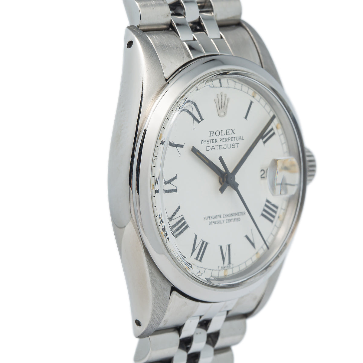 Rolex Datejust 16000 Men's Watch Stainless Jubilee White Roman Buckley Dial 36mm