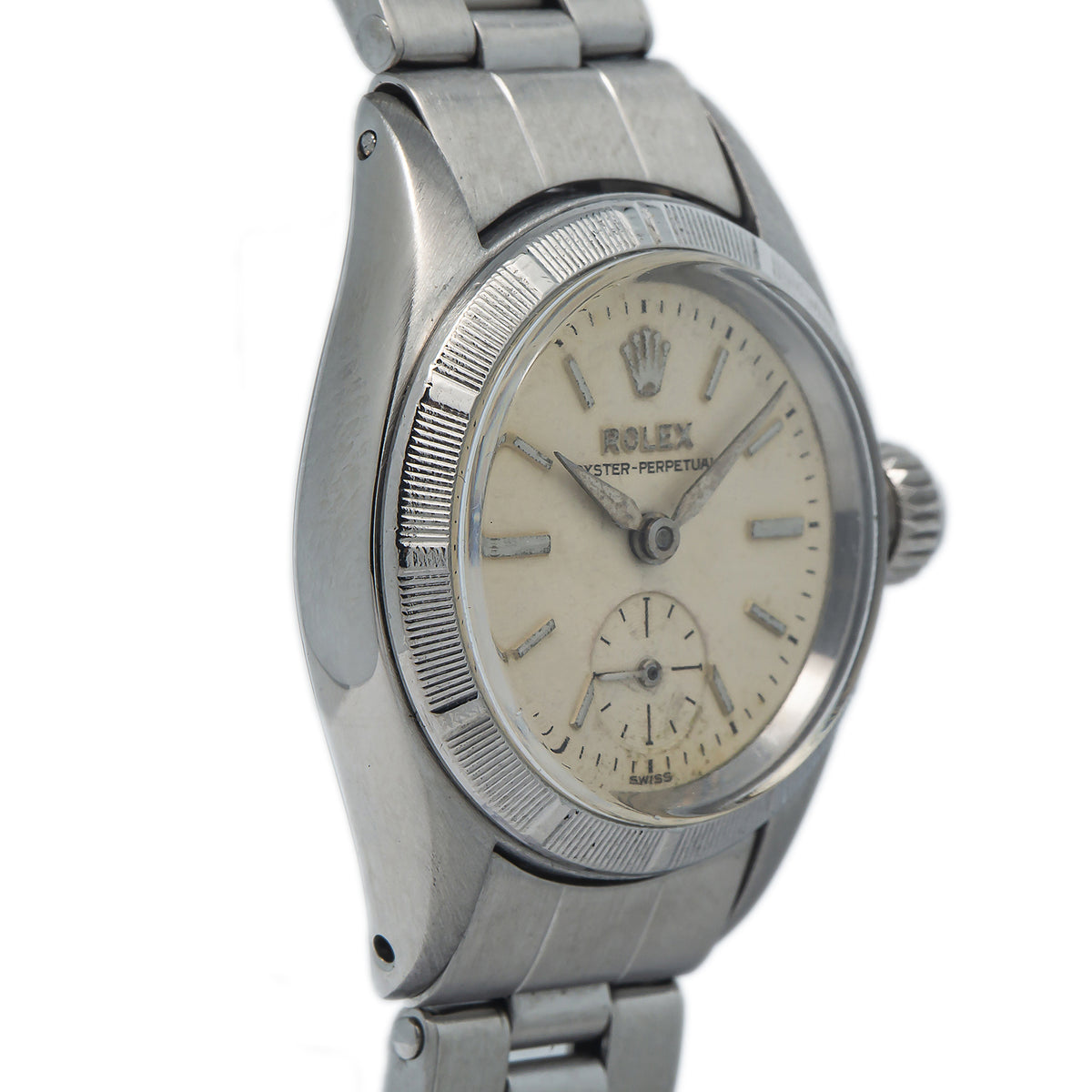 Rolex Oyster Perpetual RARE 6505 vintage Rivet Stainless Silver Dial Ladies 24MM