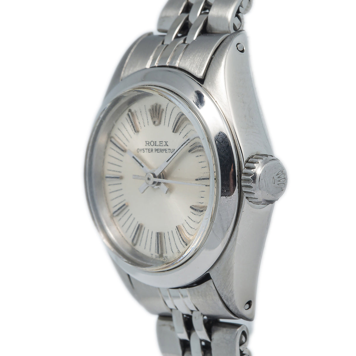 Rolex Oyster Perpetual 6718 SS Jubilee Silver Index Dial Ladies Watch 24mm