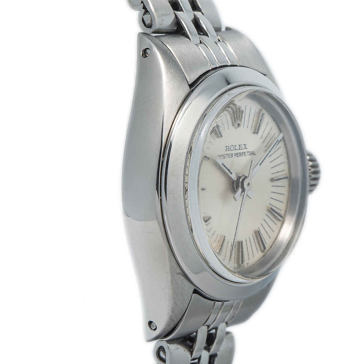 Rolex Oyster Perpetual 6718 SS Jubilee Silver Index Dial Ladies Watch 24mm