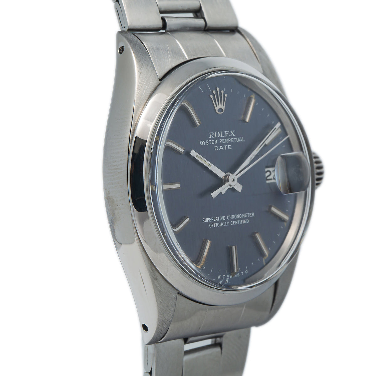 Rolex Oyster Perpetual Date 1500 Blue Dial Stainless Automatic Men's Watch 34mm