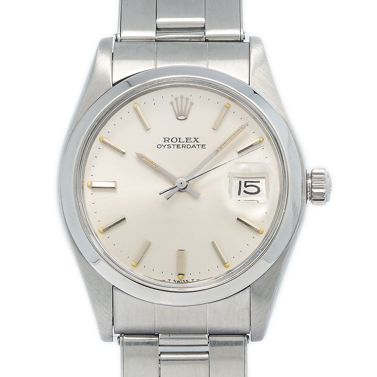 Rolex Oyster Date 6694 Stainless Steel Silver Index Dial Men's Watch 34mm