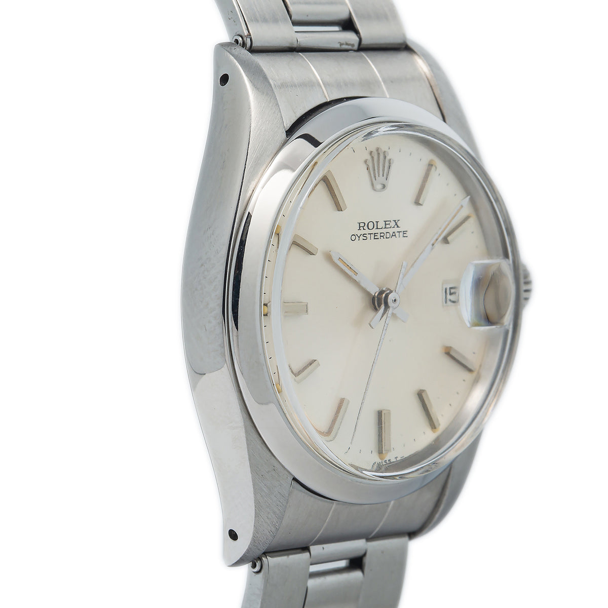 Rolex Oyster Date 6694 Stainless Steel Silver Index Dial Men's Watch 34mm