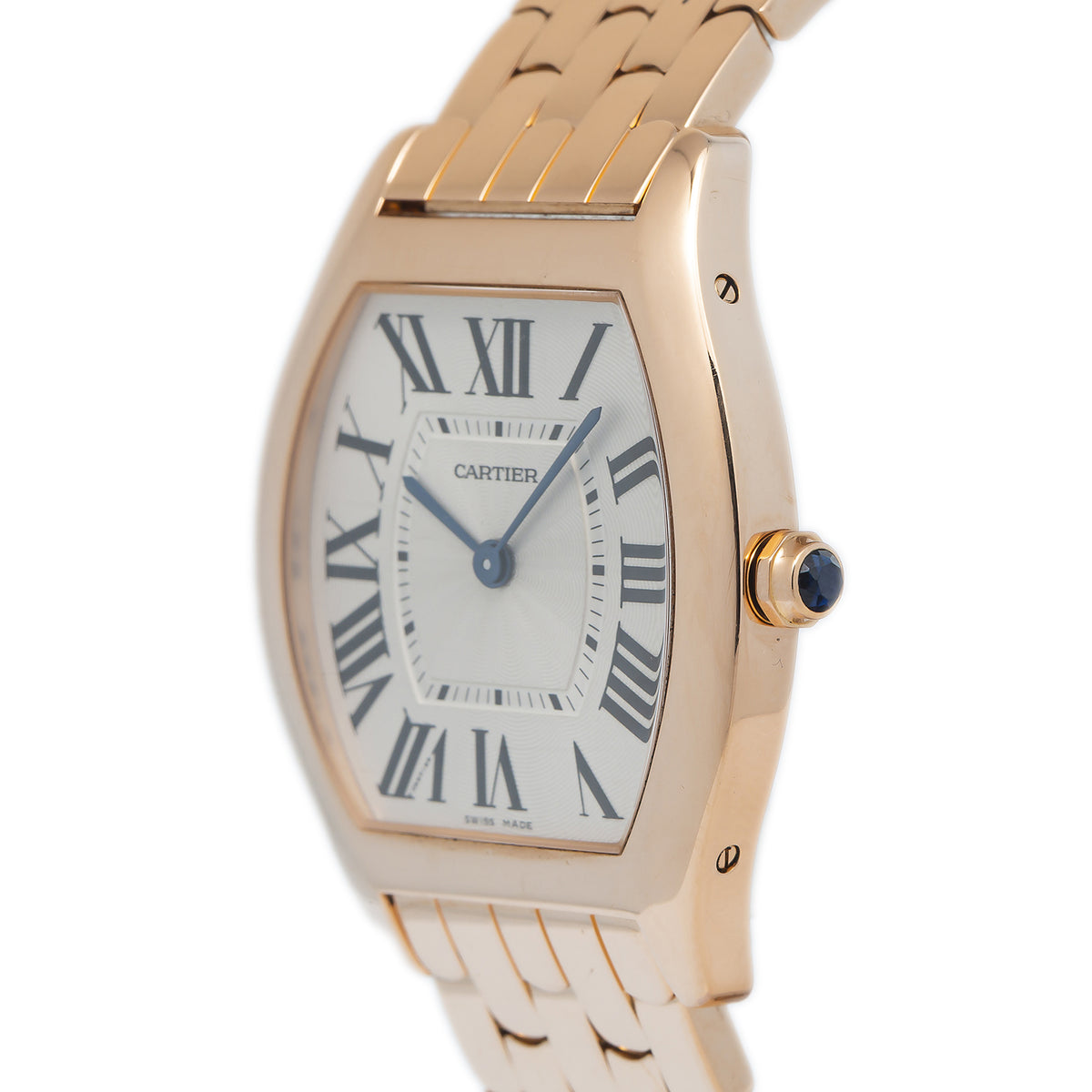 Cartier Tortue 3700 W1556366 18k Rose Gold Tonneau Shape Mechanical Watch 31mm