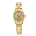 Rolex Date 6517 18k Yellow Gold Oyster Champagne Dial Ladies Watch 25mm