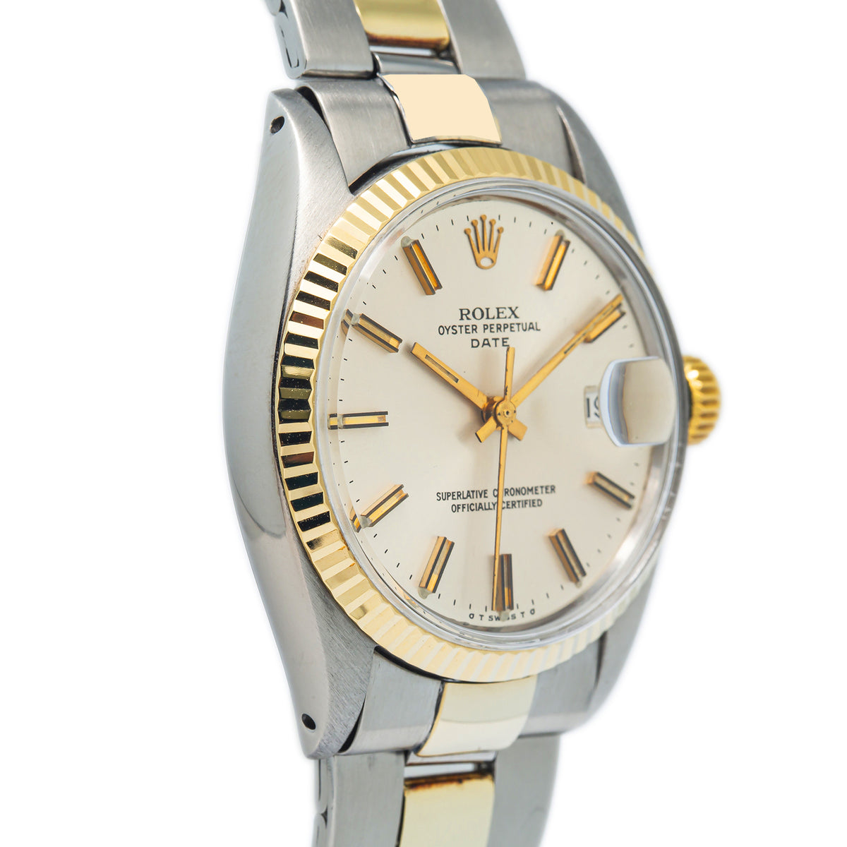 Rolex Date 1501 14k YG Two Tone Silver Dial Auto Unisex Watch 34mm