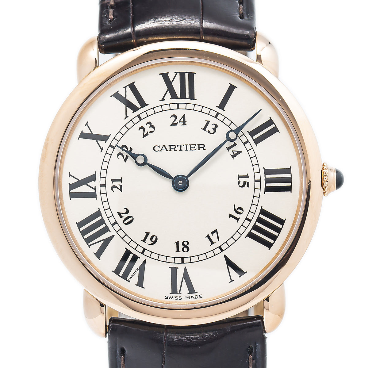 Cartier Ronde Louis 2889 W6800251 18k Rose Gold Cream Dial Watch 36mm