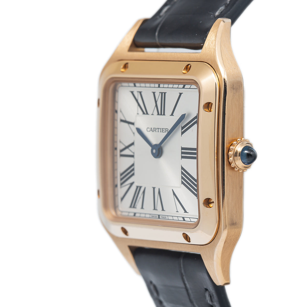 Cartier Santos Dumont 4212 WGSA0022 18k Rose Gold Silver Dial Ladies 28mm W/Box