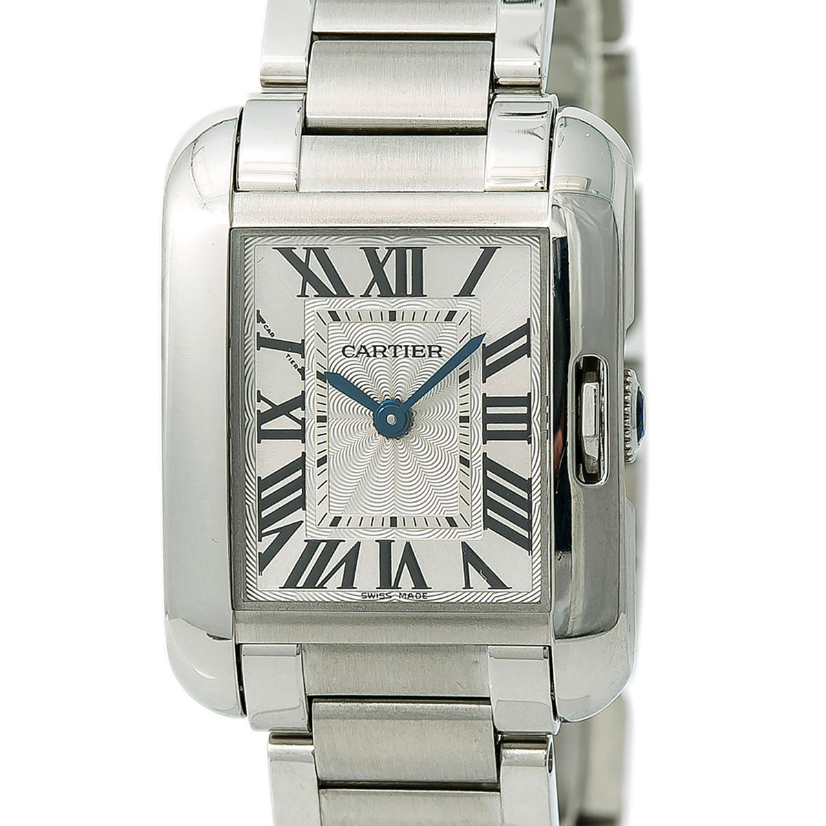 Cartier Tank Anglasise 3485 W5310022 Ladies Quartz Watch Silver Dial SS 23x30mm